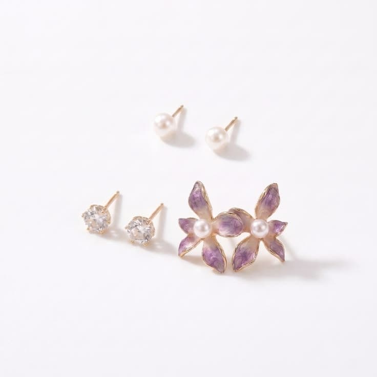 The Lavender Bloom Earring Trio Set