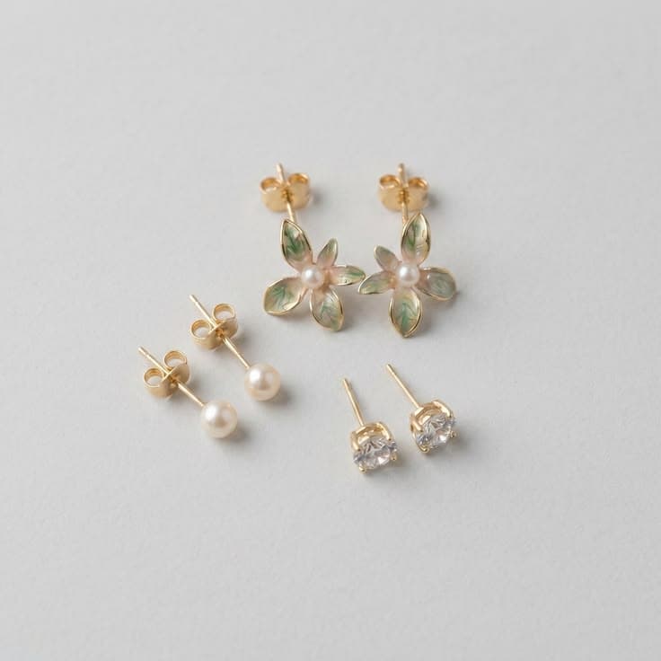 Blossom & Pearl Stainless Steel Stud Earring