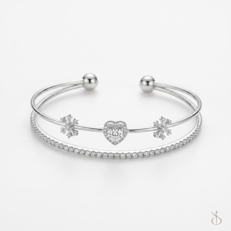 Double-Layer Silver Cuff Bracelet