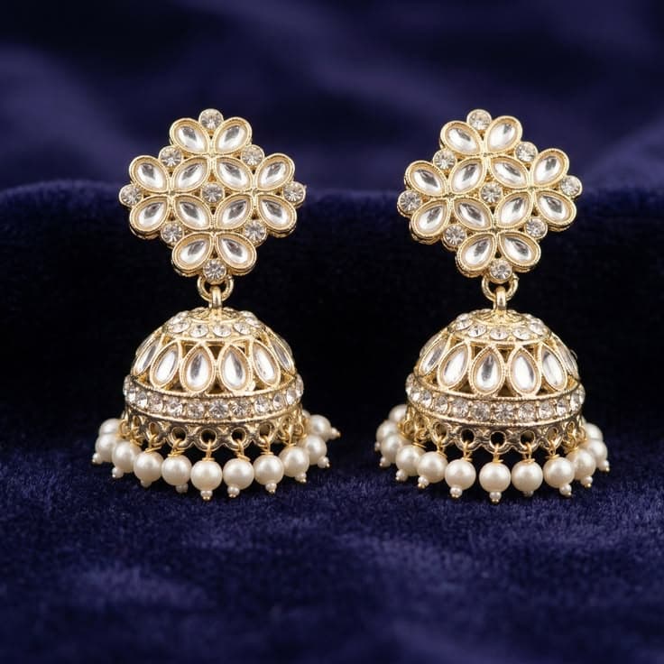 Pearl Drop Jhumka Earrings