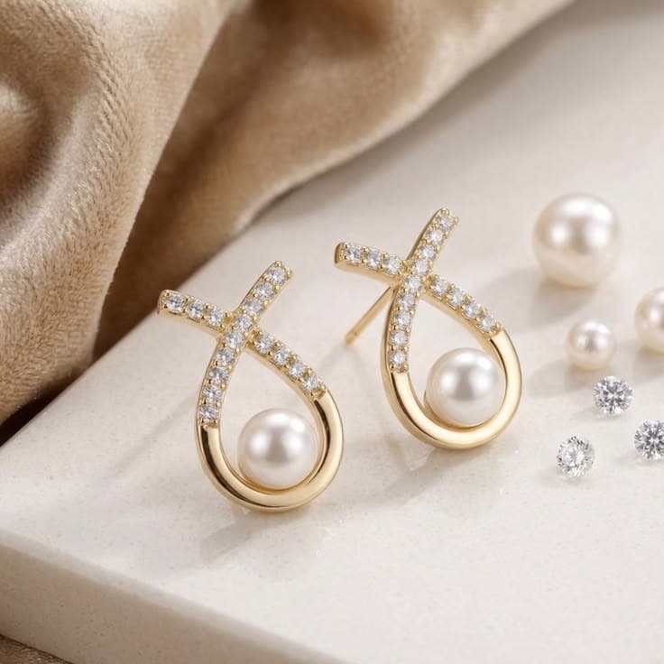 Criss-Cross Pearl Earrings