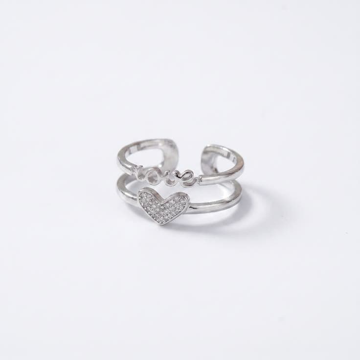 Dual-Band Love & Heart Ring